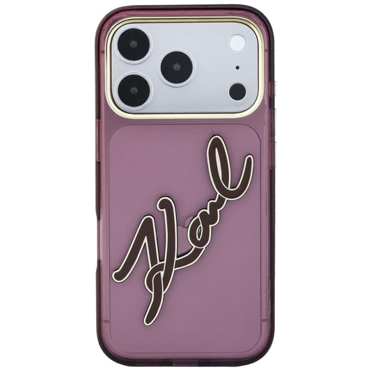 Capa para Apple iPhone 18 Pro Max / 17 Pro Max, Karl Lagerfeld, IML Big Signature Resin Logo Metal Frame, Vinho
