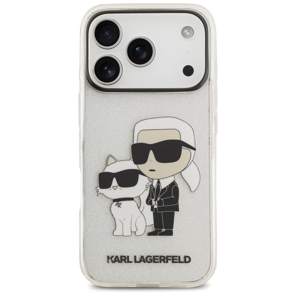 Case for Apple iPhone 18 Pro Max / 17 Pro Max, Karl Lagerfeld, IML Glitter Karl and Choupette NFT, Transparent
