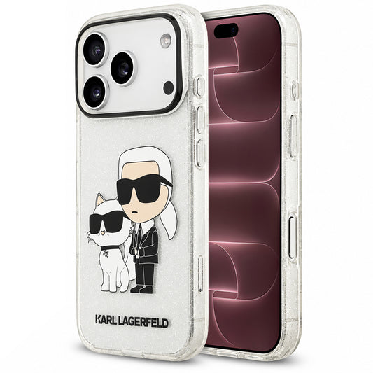 Capa para Apple iPhone 18 Pro Max / 17 Pro Max, Karl Lagerfeld, IML Glitter Karl and Choupette NFT, Transparente