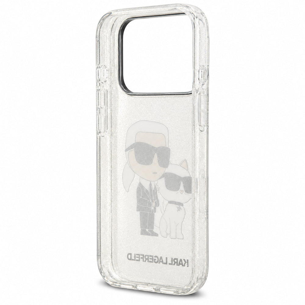 Case for Apple iPhone 18 Pro Max / 17 Pro Max, Karl Lagerfeld, IML Glitter Karl and Choupette NFT, Transparent