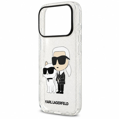 Case for Apple iPhone 18 Pro Max / 17 Pro Max, Karl Lagerfeld, IML Glitter Karl and Choupette NFT, Transparent