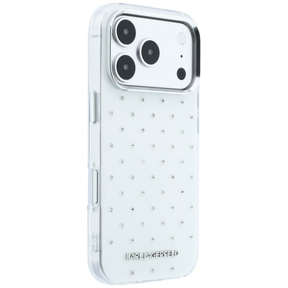 Capa para Apple iPhone 18 Pro Max / 17 Pro Max, Karl Lagerfeld, IML Strass e Logótipo Eletroplatinado, Branco