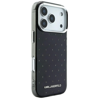 Capa para Apple iPhone 18 Pro Max / 17 Pro Max, Karl Lagerfeld, IML Strass e Logótipo Eletroplatinado, Preta