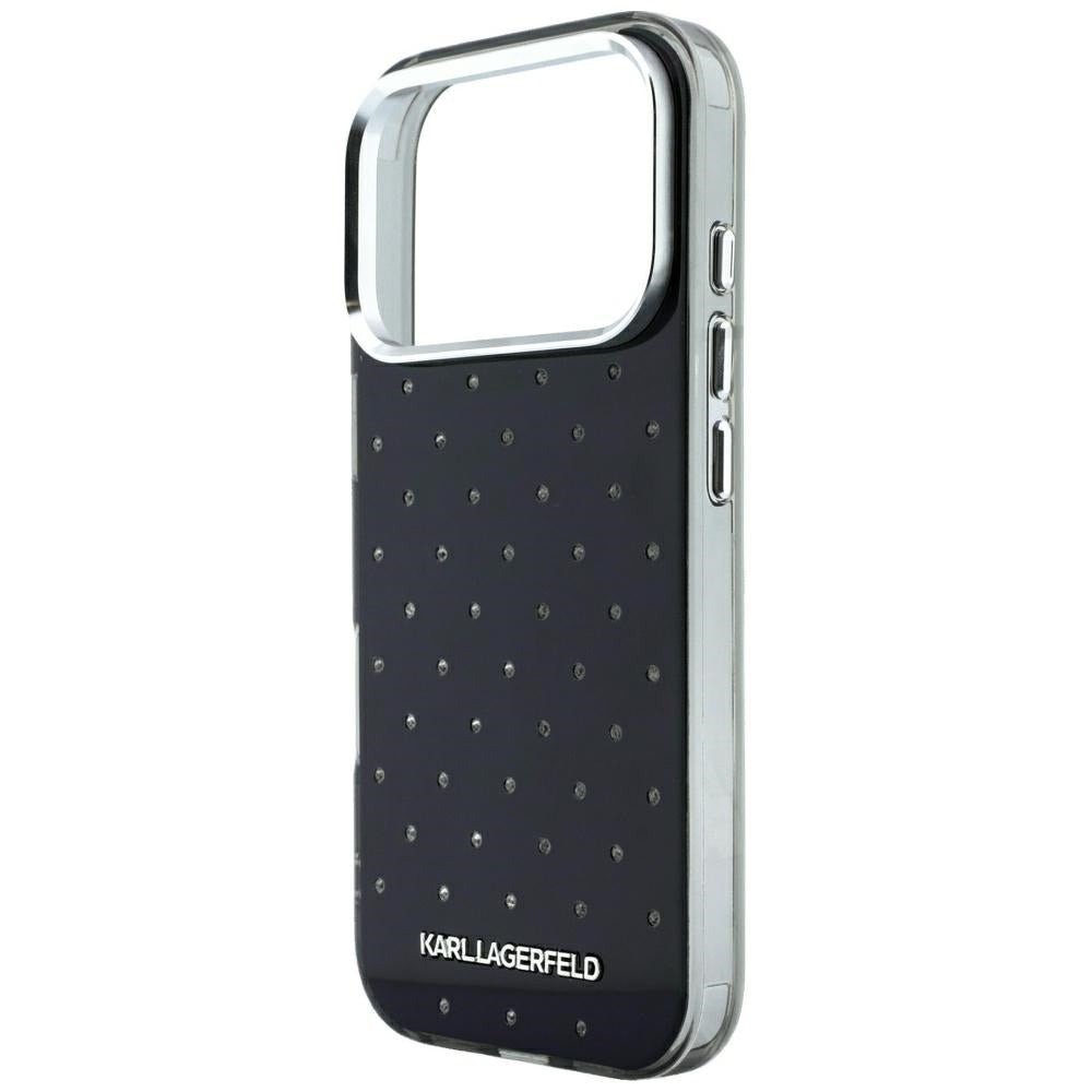 Capa para Apple iPhone 18 Pro Max / 17 Pro Max, Karl Lagerfeld, IML Strass e Logótipo Eletroplatinado, Preta
