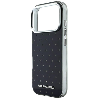 Capa para Apple iPhone 18 Pro Max / 17 Pro Max, Karl Lagerfeld, IML Strass e Logótipo Eletroplatinado, Preta