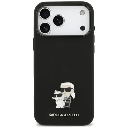 Capa para Apple iPhone 18 Pro Max / 17 Pro Max, Karl Lagerfeld, Karl & Choupette Metal Pin, Preta