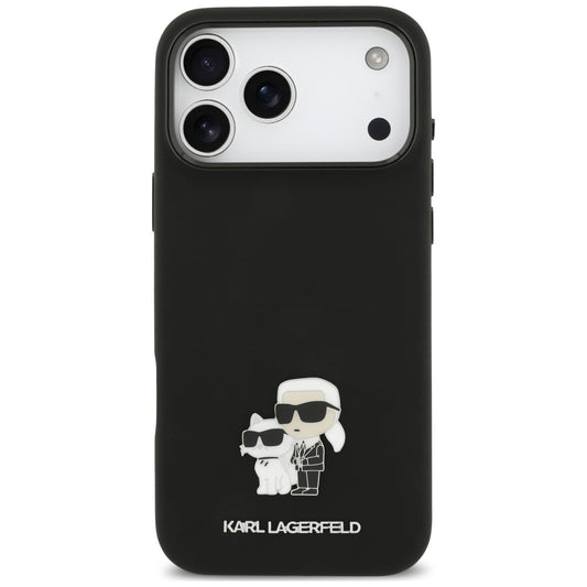 Capa para Apple iPhone 18 Pro Max / 17 Pro Max, Karl Lagerfeld, Karl & Choupette Metal Pin, Preta