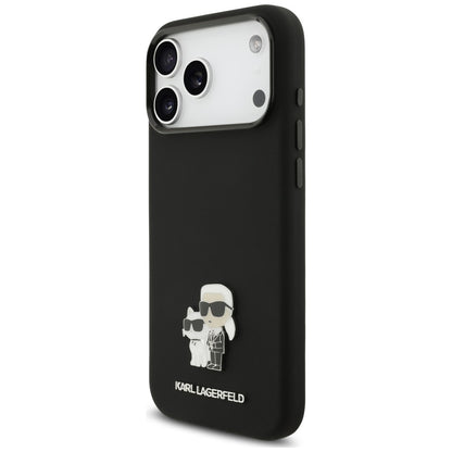 Capa para Apple iPhone 18 Pro Max / 17 Pro Max, Karl Lagerfeld, Karl & Choupette Metal Pin, Preta