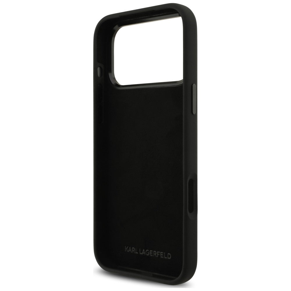 Capa para Apple iPhone 18 Pro Max / 17 Pro Max, Karl Lagerfeld, Karl & Choupette Metal Pin, Preta