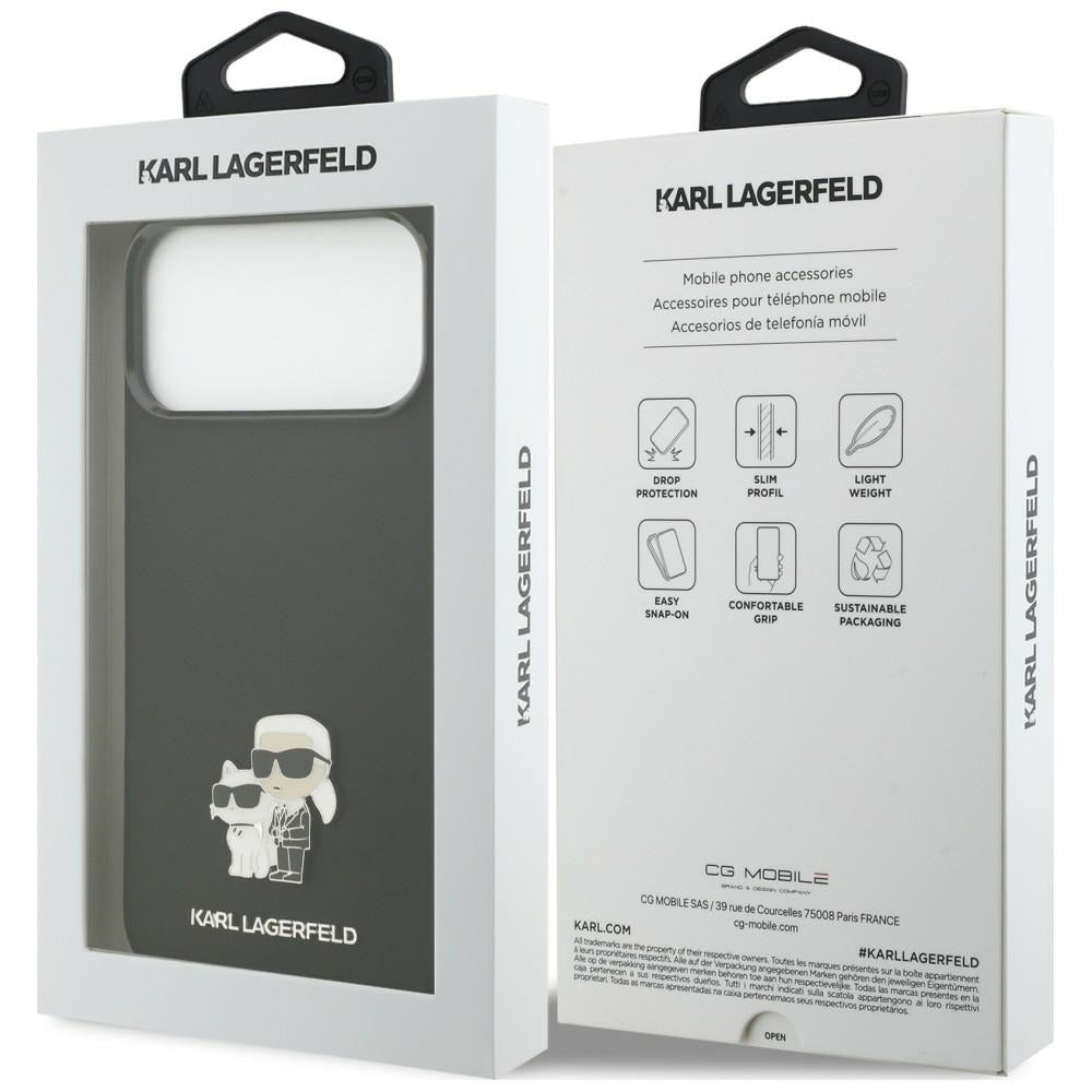 Capa para Apple iPhone 18 Pro Max / 17 Pro Max, Karl Lagerfeld, Karl & Choupette Metal Pin, Preta