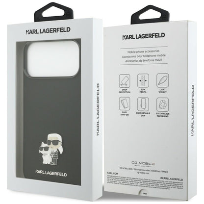 Capa para Apple iPhone 18 Pro Max / 17 Pro Max, Karl Lagerfeld, Karl & Choupette Metal Pin, Preta