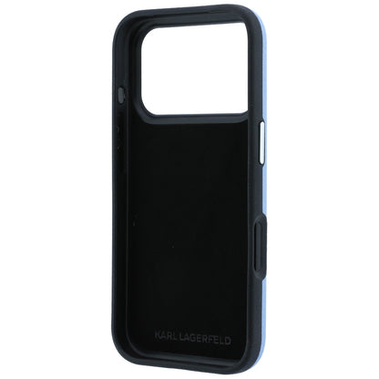 Capa para Apple iPhone 18 Pro Max / 17 Pro Max, Karl Lagerfeld, Saffiano com Pin da Cabeça de Karl & Choupette e Logótipo, Azul