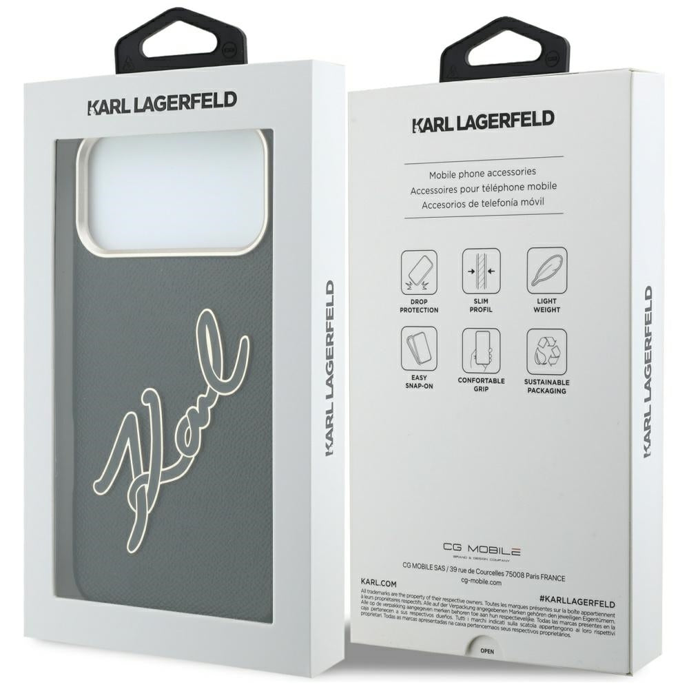 Case for Apple iPhone 18 Pro Max / 17 Pro Max, Karl Lagerfeld, Smooth Big Resin Signature Logo, Black