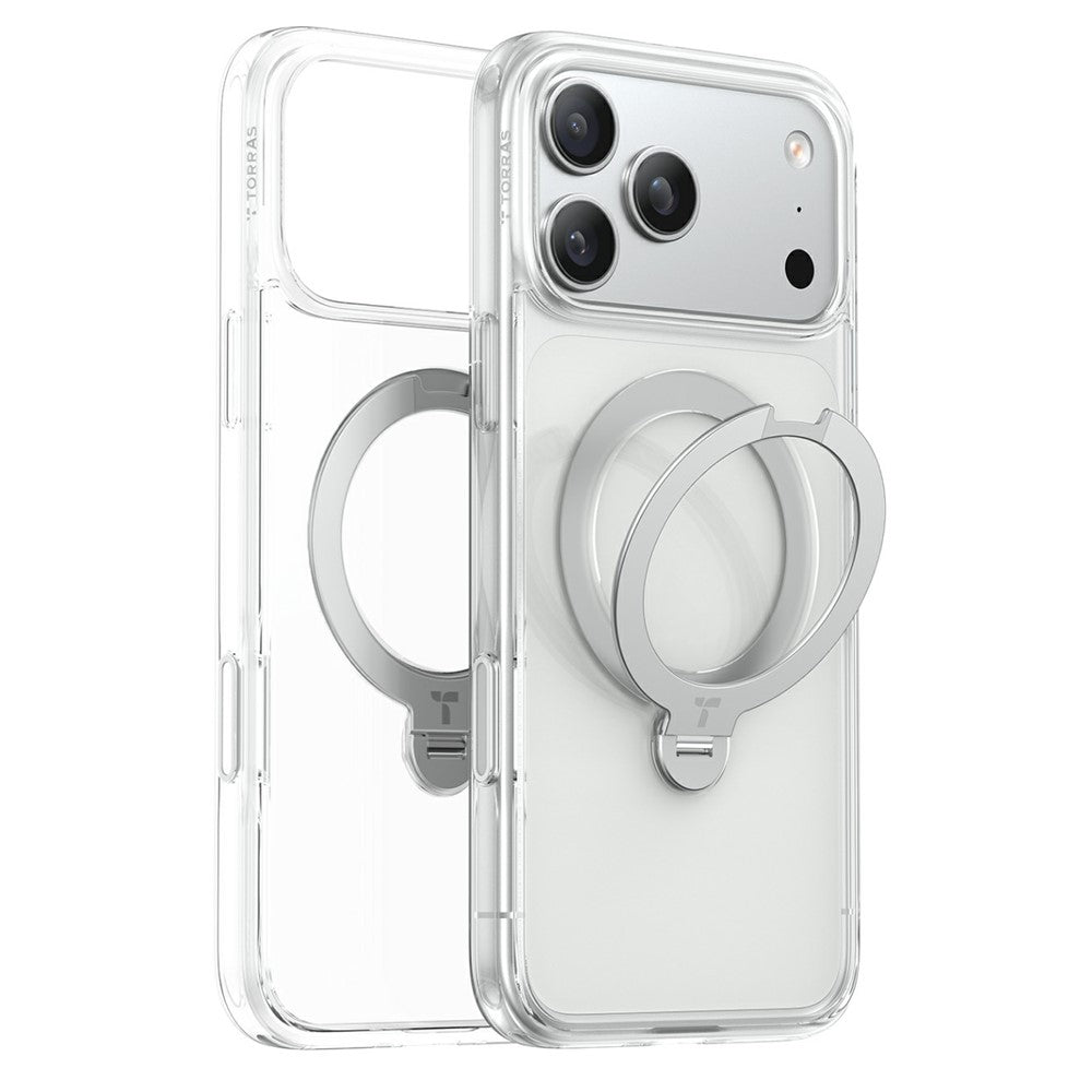 Capa MagSafe para Apple iPhone 18 Pro Max / 17 Pro Max, Torras, Ostand Spin, Transparente