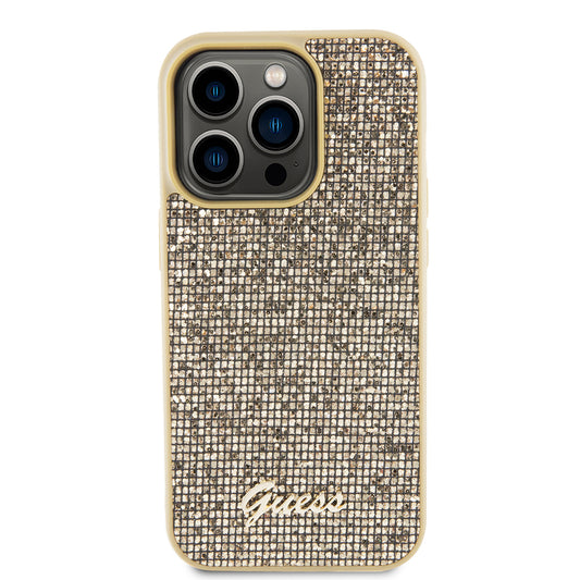Capa para Apple iPhone 15 Pro, Guess, PU Square Mirror Script Logo, Dourada GUHCP15LPMSDGSD