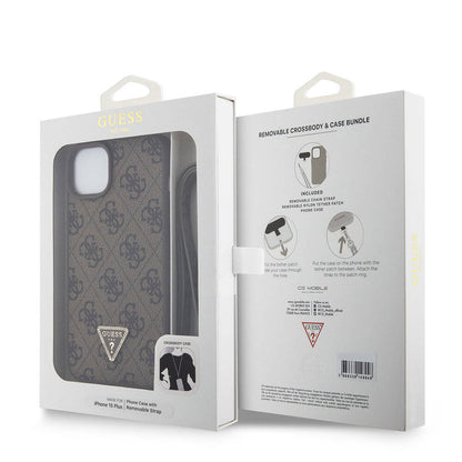 Capa para Apple iPhone 15 Plus, Guess, Crossbody 4G Metal Logo, Marrom, Reembalada