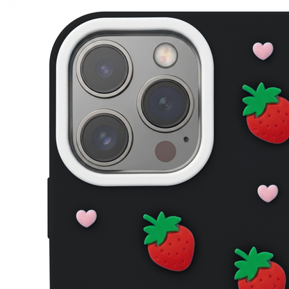 Capa para Apple iPhone 16 Pro Max, OEM, Strawberry, Preta