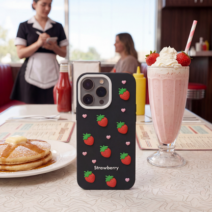 Capa para Apple iPhone 17 / 16, OEM, Strawberry, Preta