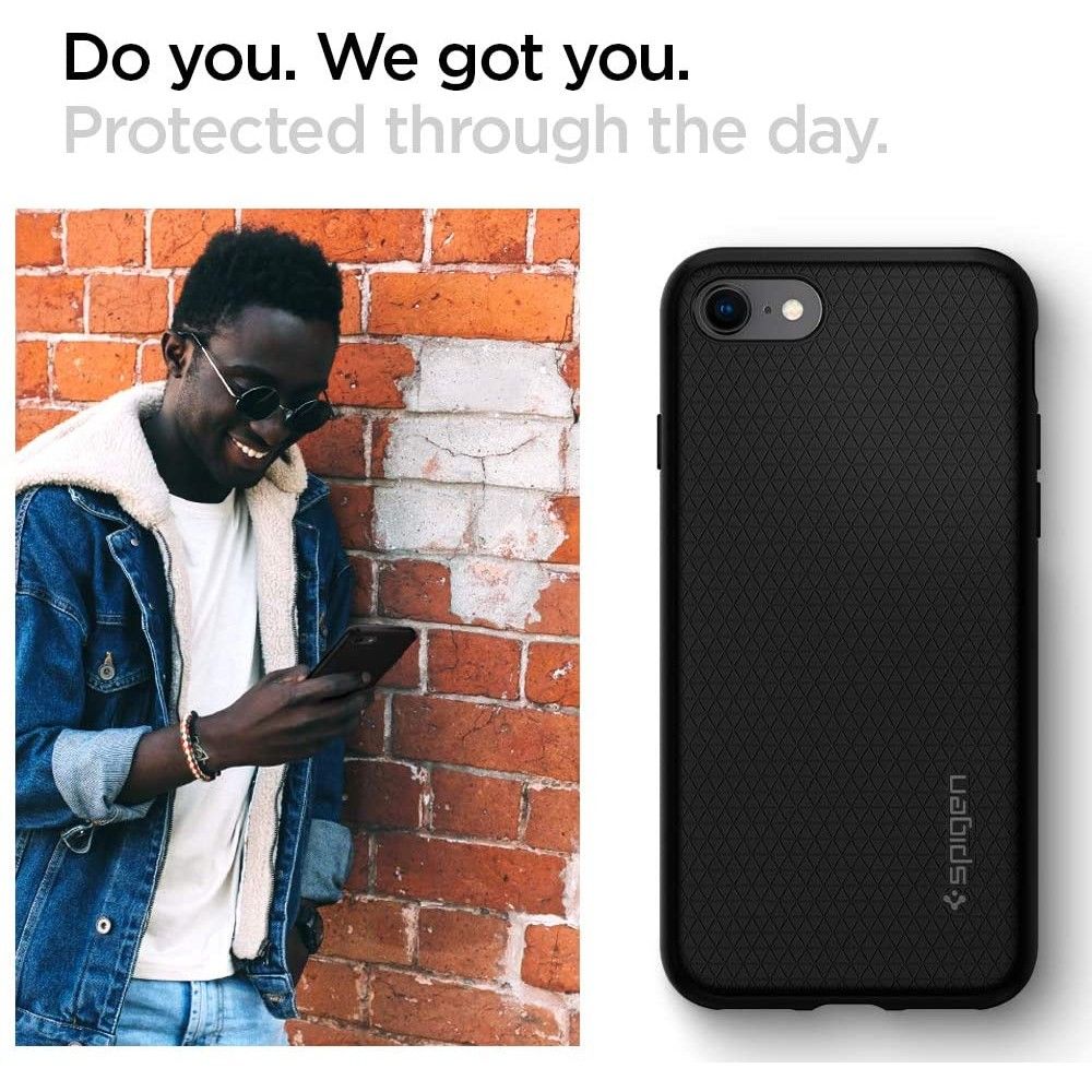 Capa para Apple iPhone SE (2022) / SE (2020) / 8 / 7, Spigen, Liquid Air, Preta