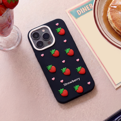 Capa para Apple iPhone 17 Pro Max, OEM, Strawberry, Preta
