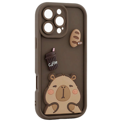 Capa para Apple iPhone 16 Pro, OEM, Ultra Trendy 3D Capybara, Castanha