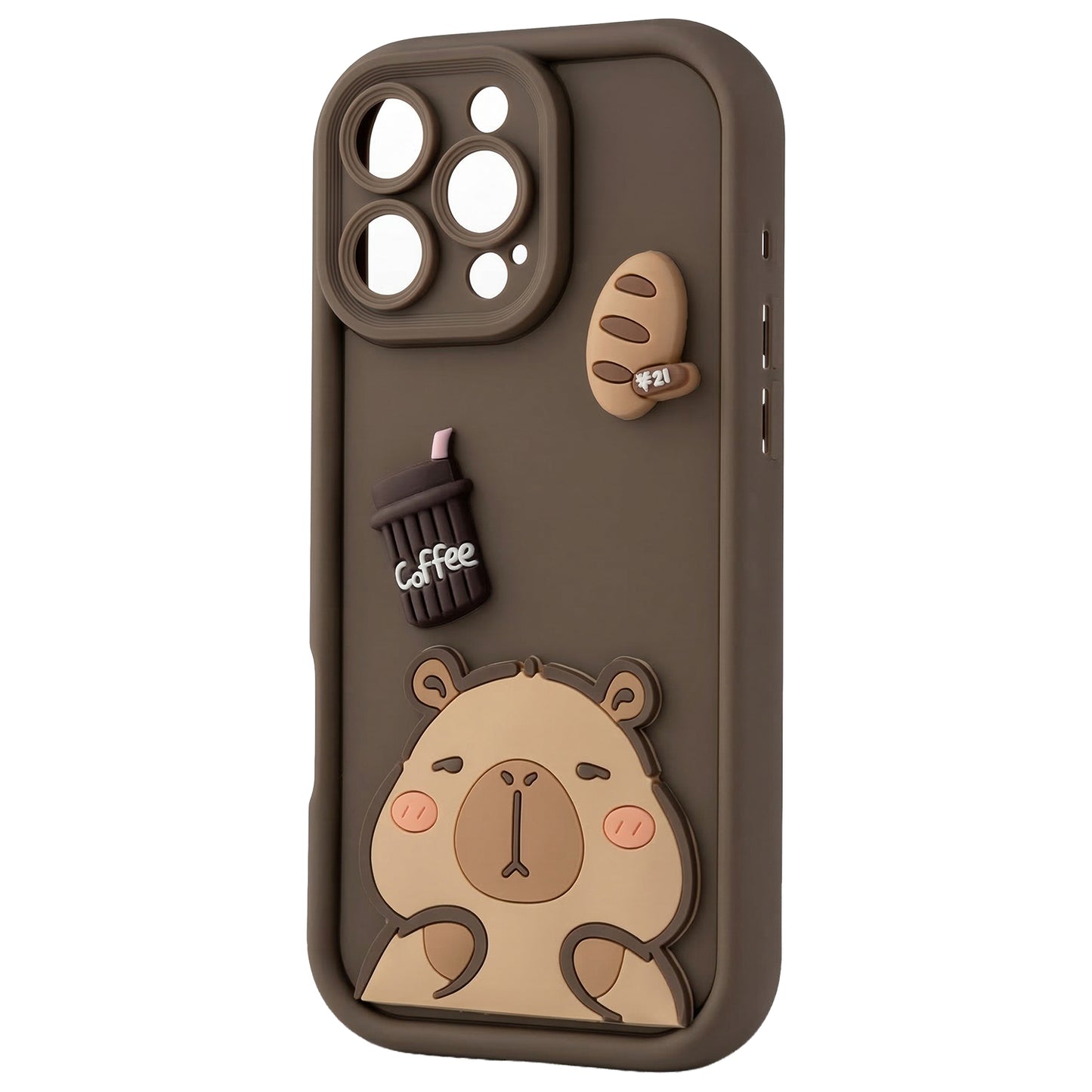Capa para Apple iPhone 16 Pro Max, OEM, Ultra Trendy 3D Capybara, Castanha