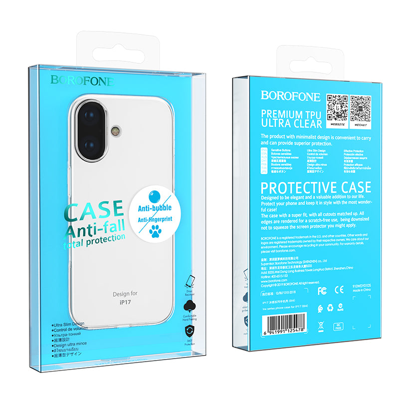 Capa para Apple iPhone 17, Borofone, BI4 Ice, Transparente