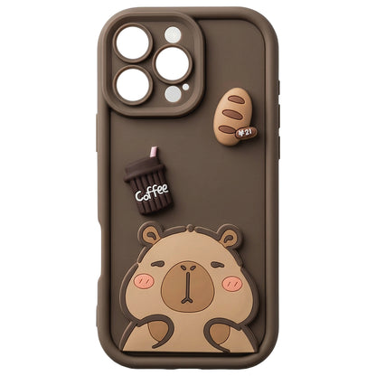 Capa para Apple iPhone 14, OEM, Ultra Trendy 3D Capybara, Castanha