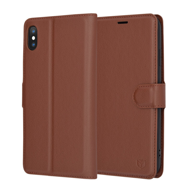 Capa para Apple iPhone XS Max, Techsuit, Leather Folio, Castanha