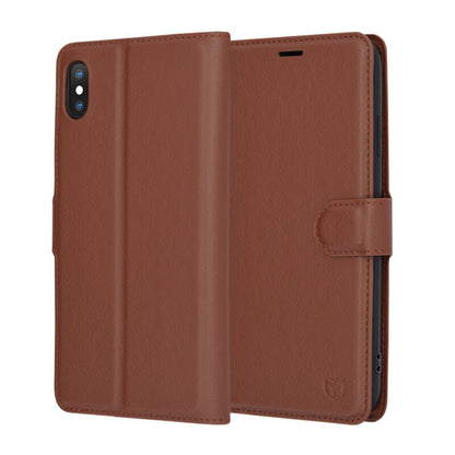 Capa para Apple iPhone XS Max, Techsuit, Leather Folio, Castanha