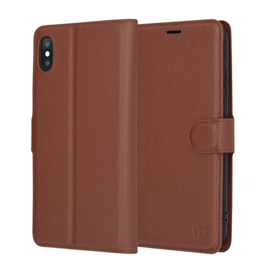Capa para Apple iPhone XS Max, Techsuit, Leather Folio, Castanha