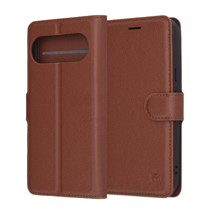 Capa para Google Pixel 10 Pro XL, Techsuit, Leather Folio, Castanha