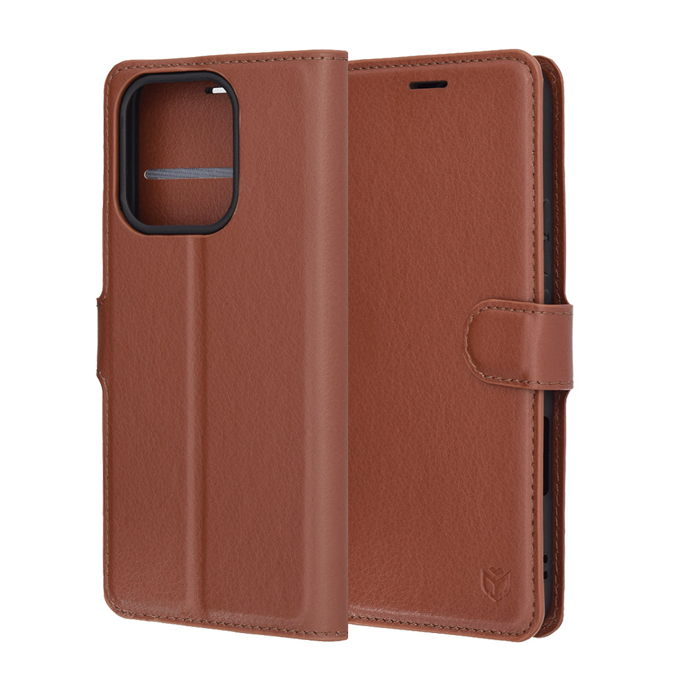 Capa para Honor 400 Lite, Techsuit, Leather Folio, Castanha