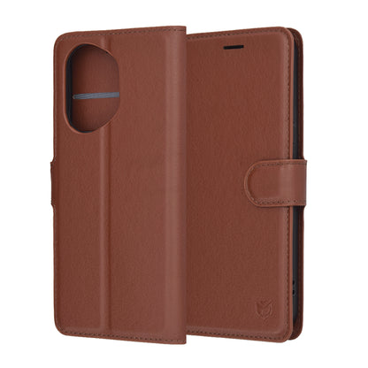 Capa para Honor 400, Techsuit, Leather Folio, Castanha