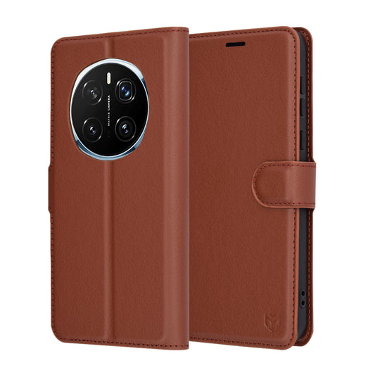 Case for Honor Magic7 Pro, Techsuit, Leather Folio, Brown