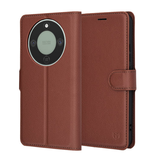 Capa para Honor Magic8 Lite, Techsuit, Leather Folio, Castanho