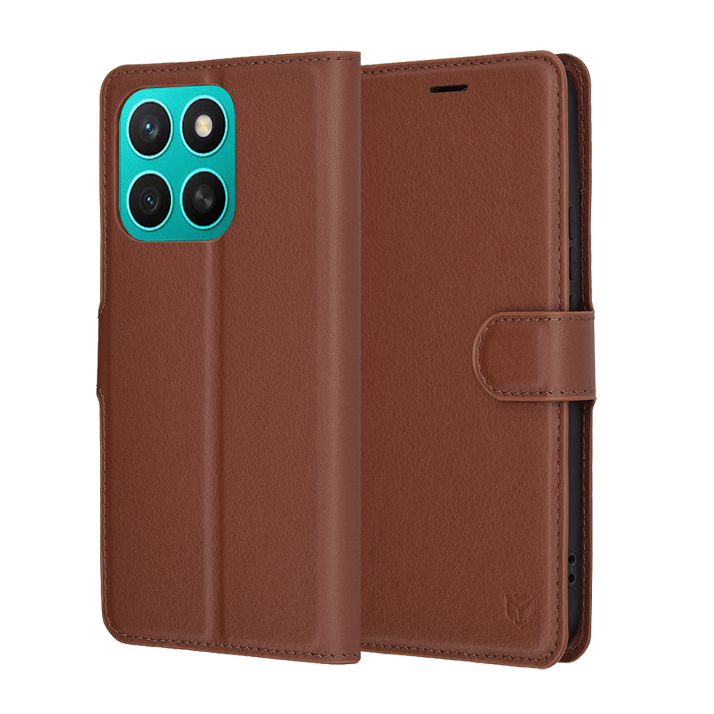 Case for Honor X8c, Techsuit, Leather Folio, Brown