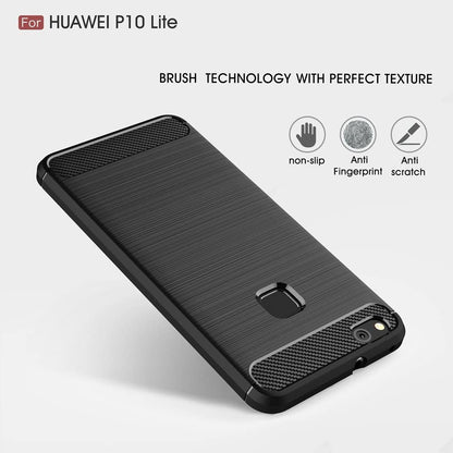 Case for Huawei P10 Lite, Techsuit, Carbon, Black