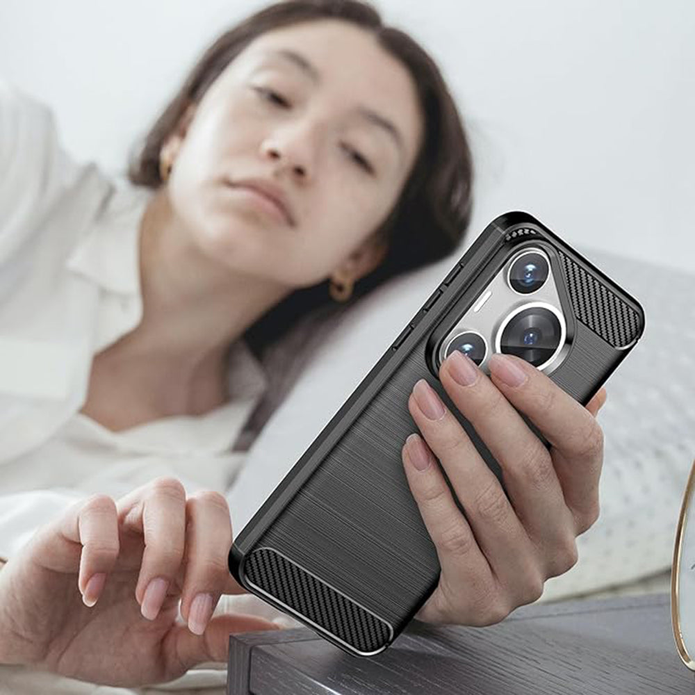 Capa para Huawei Pura 70, Techsuit, Carbono, Preta