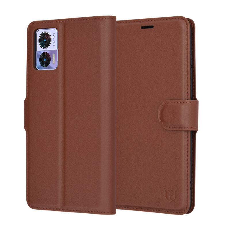 Capa para Motorola Edge 30 Neo, Techsuit, Leather Folio, Castanha