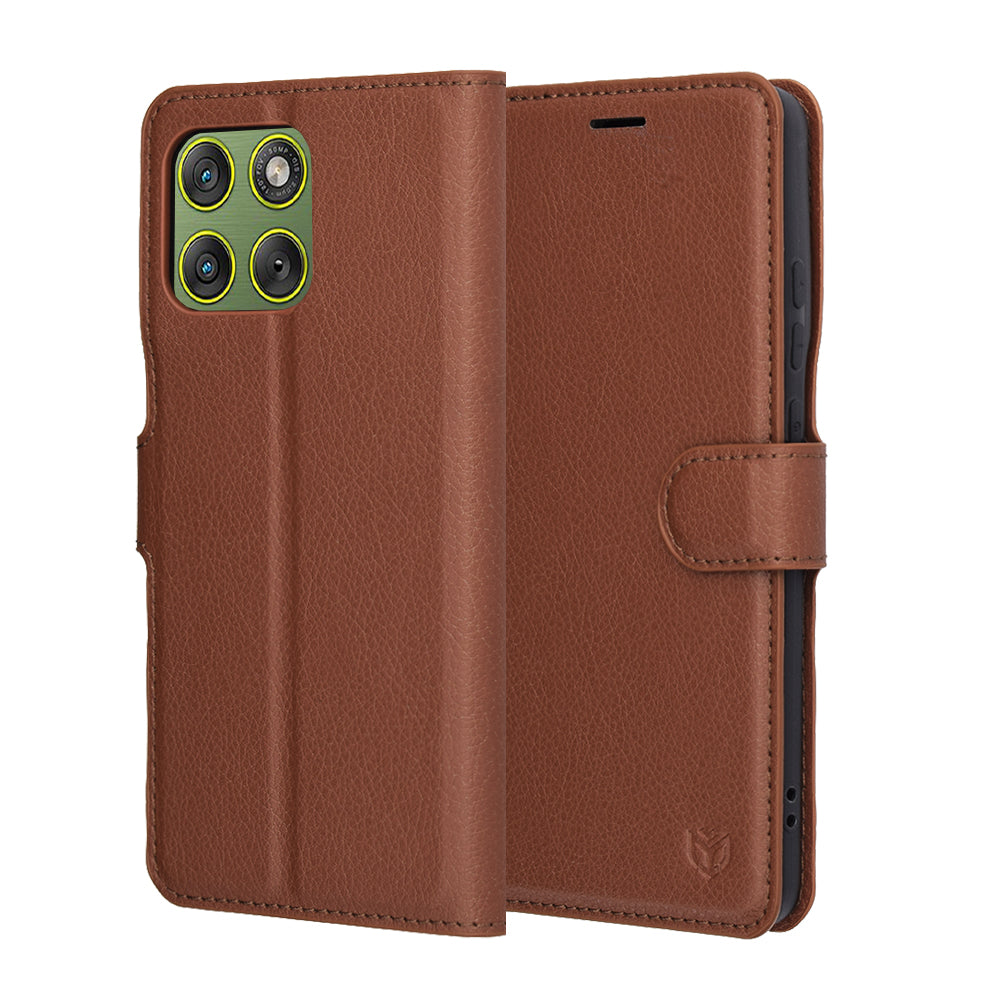Capa para Motorola Edge 70, Techsuit, Leather Folio, Castanho
