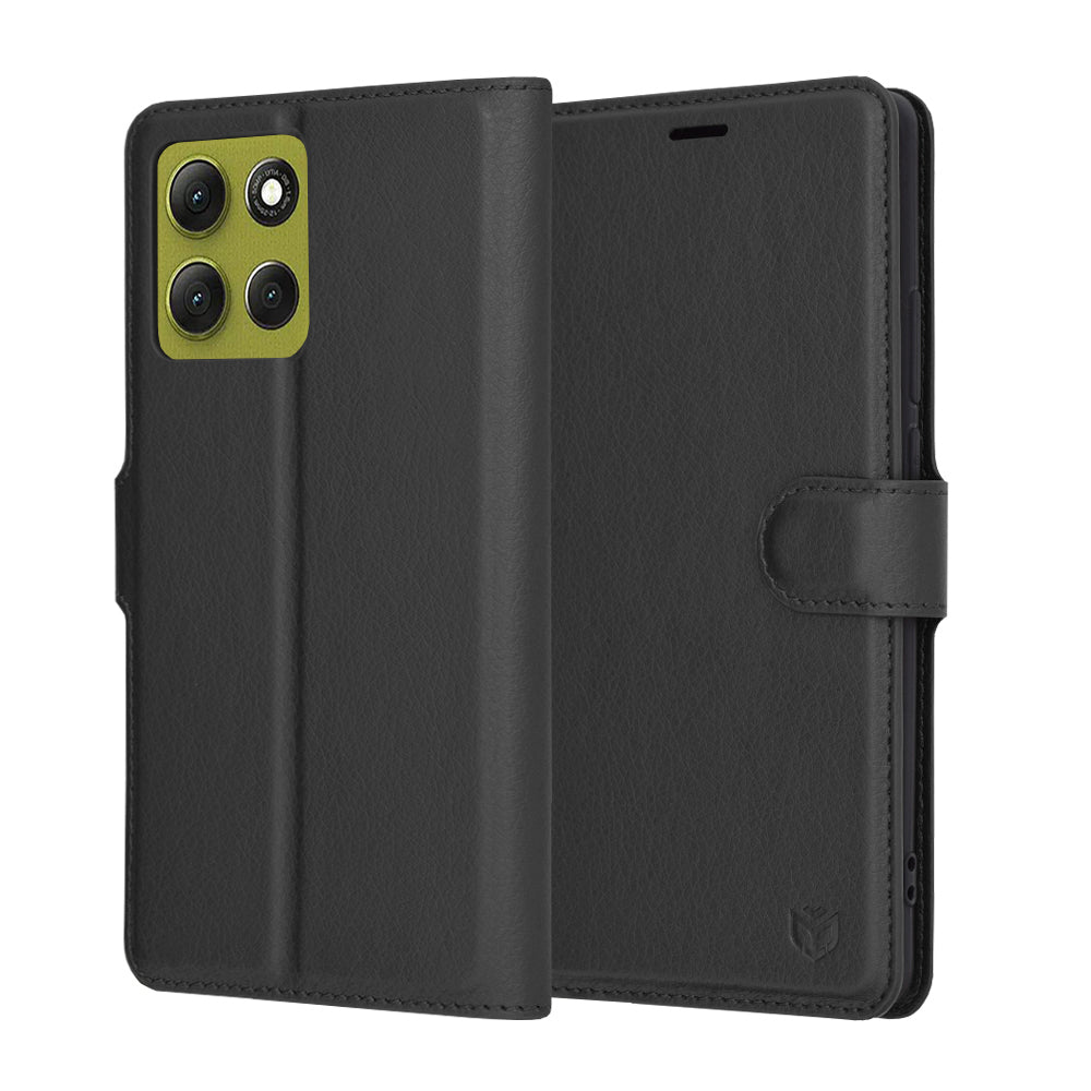 Capa para Motorola Moto G86, Techsuit, Leather Folio, Preta