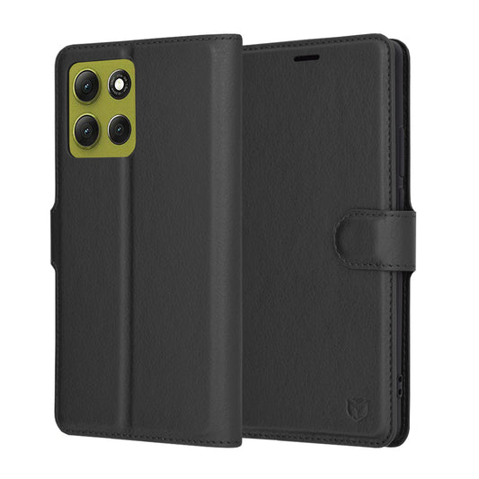 Capa para Motorola Moto G86, Techsuit, Leather Folio, Preta