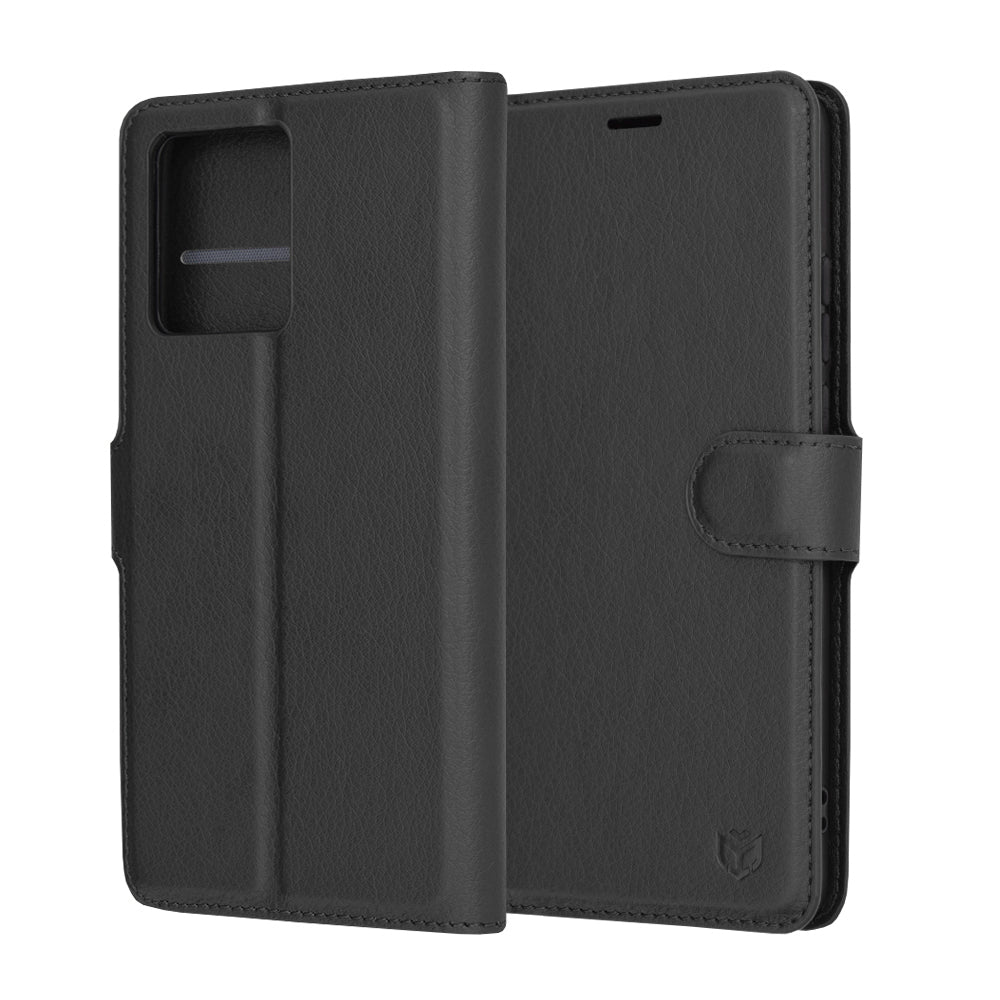 Capa para Motorola Moto G86, Techsuit, Leather Folio, Preta