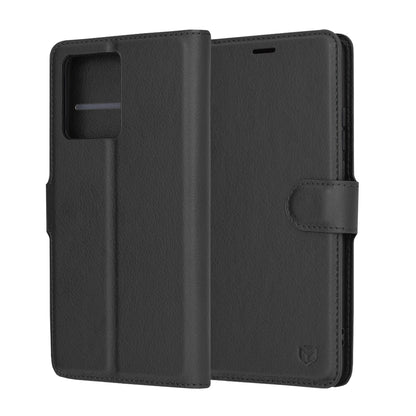 Capa para Motorola Moto G86, Techsuit, Leather Folio, Preta