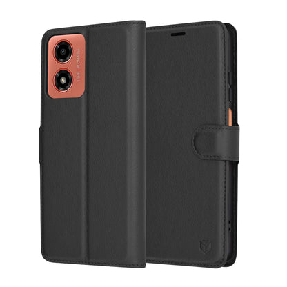 Capa para Motorola Moto G04s / E14 / G04 / G24, Techsuit, Leather Folio, Preta