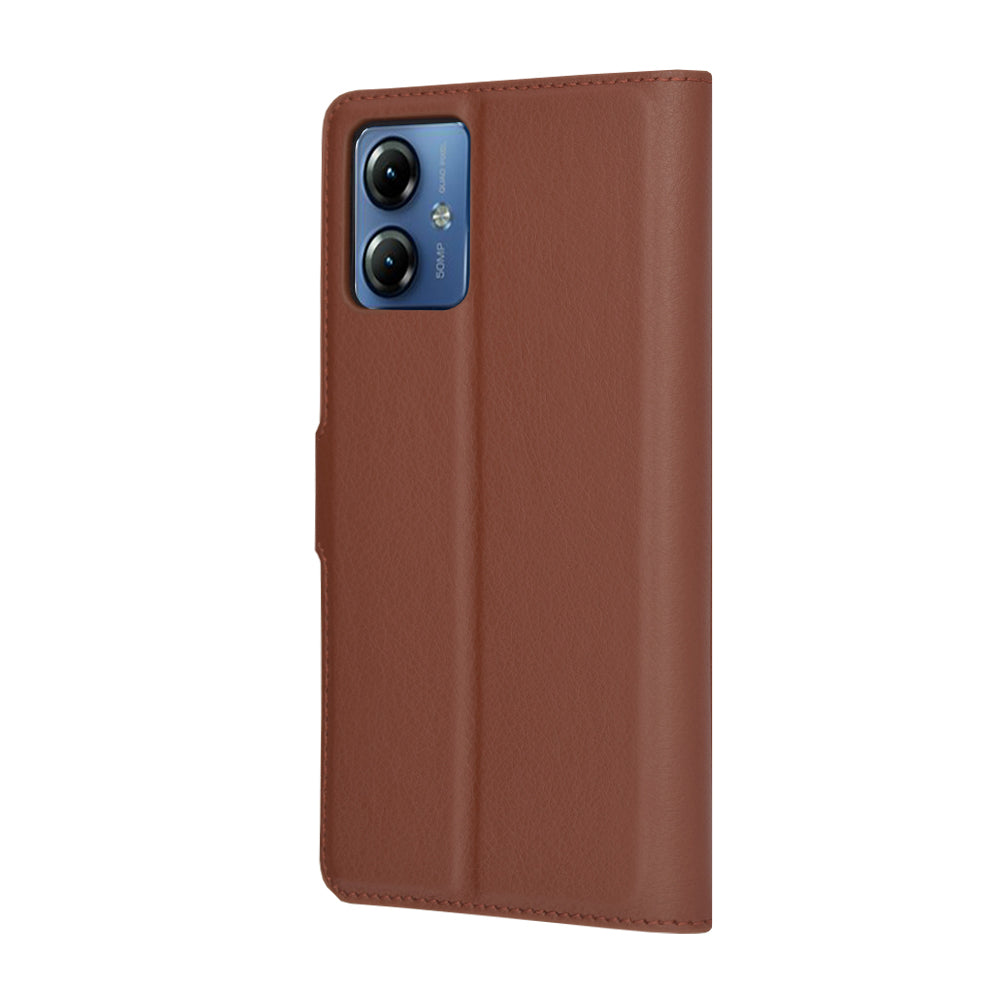 Capa para Motorola Moto G14, Techsuit, Leather Folio, Castanha