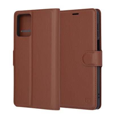 Capa para Motorola Moto G14, Techsuit, Leather Folio, Castanha