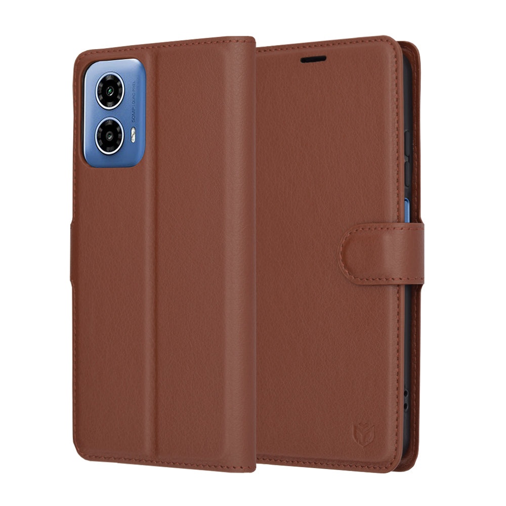 Capa para Motorola Moto G45 / G34, Techsuit, Leather Folio, Castanho