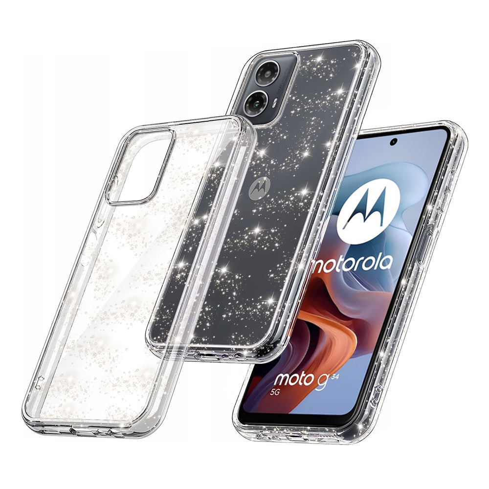 Capa para Motorola Moto G45 / G34, Techsuit, SparkleSkin, Transparente